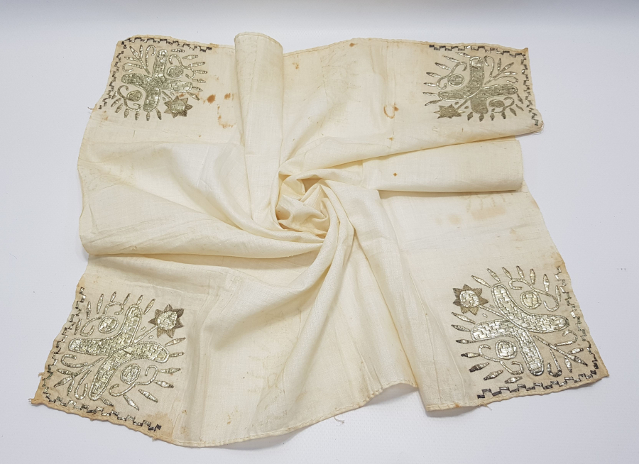 OSMANLI DÖNEMİ GÜMÜŞ TEL KIRMA İŞÇİLİKLİ MENDİL