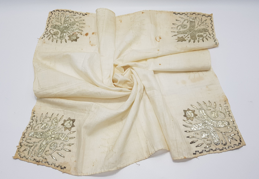 OSMANLI DÖNEMİ GÜMÜŞ TEL KIRMA İŞÇİLİKLİ MENDİL