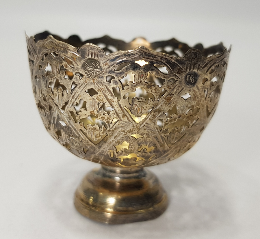 OSMANLI DÖNEMİ TESTERE İŞÇİLİKLİ TUĞRALI GÜMÜŞ FİNCAN ZARFI