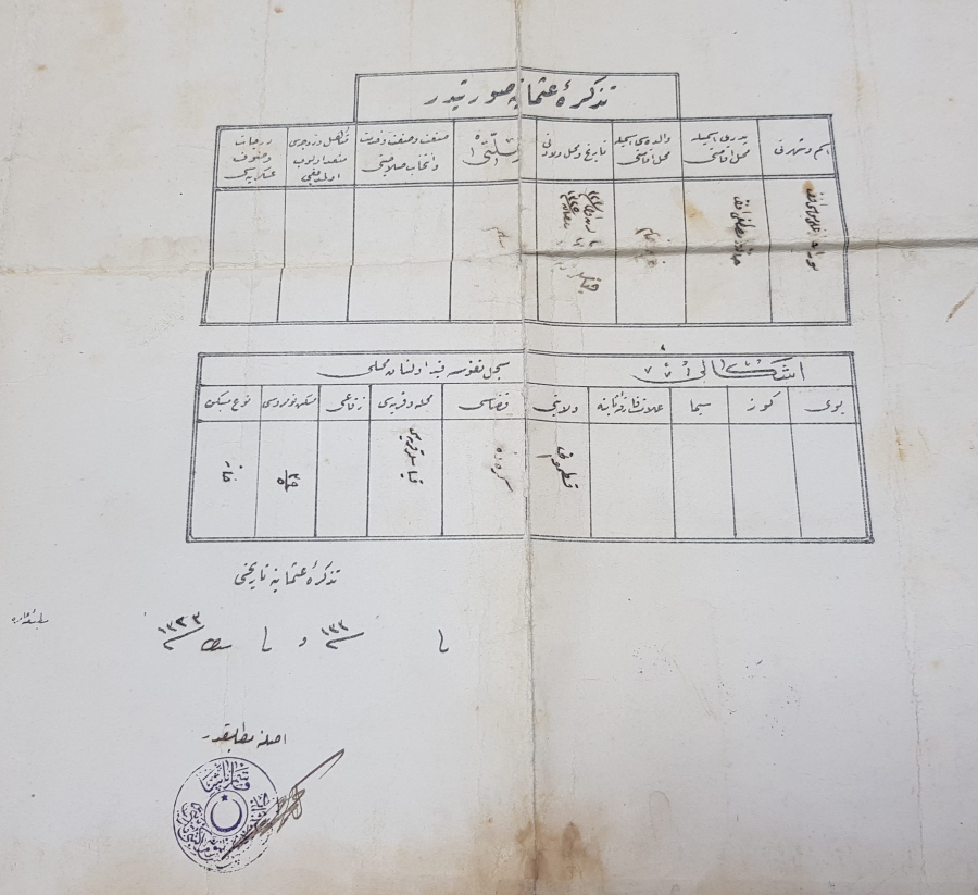 EĞİTİM TARİHİ: KASIMPAŞA MEKTEBİ İPTİDAİYESİ OSMANLICA DİPLOMA 