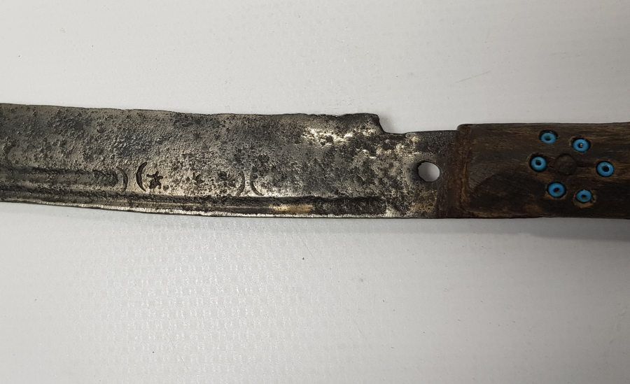 OSMANLI DÖNEMİ İŞLEMELİ BOYNUZ SAPLI VE AY YILDIZLI KAMA