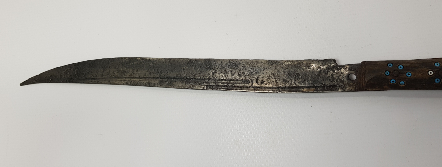 OSMANLI DÖNEMİ İŞLEMELİ BOYNUZ SAPLI VE AY YILDIZLI KAMA