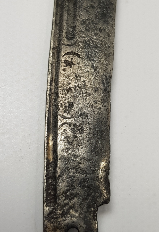 OSMANLI DÖNEMİ İŞLEMELİ BOYNUZ SAPLI VE AY YILDIZLI KAMA