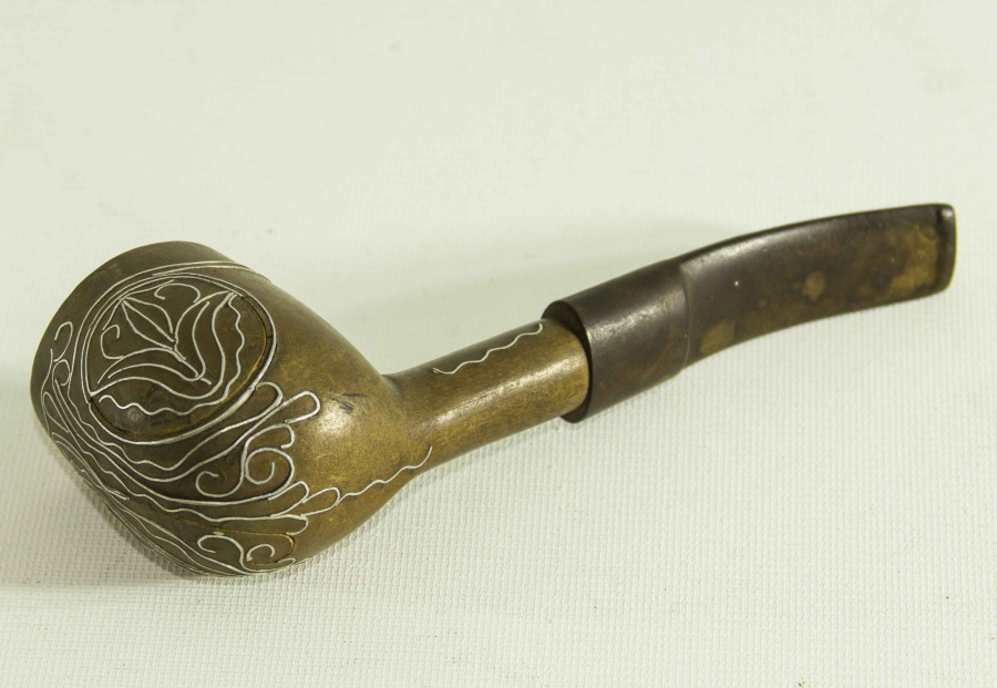 AFYON İŞİ GÜMÜŞ KAKMA PİPO