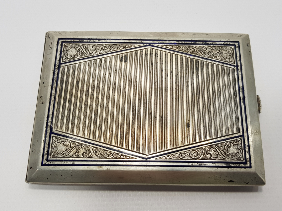 1900's BÜYÜK BOY MİNELİ GÜMÜŞ SİGARA TABAKASI