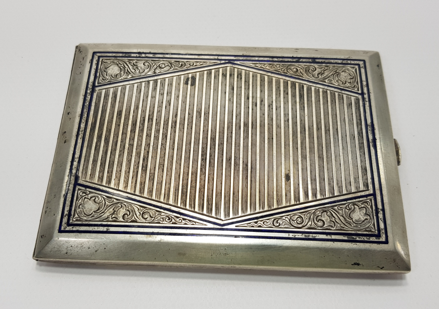 1900's BÜYÜK BOY MİNELİ GÜMÜŞ SİGARA TABAKASI