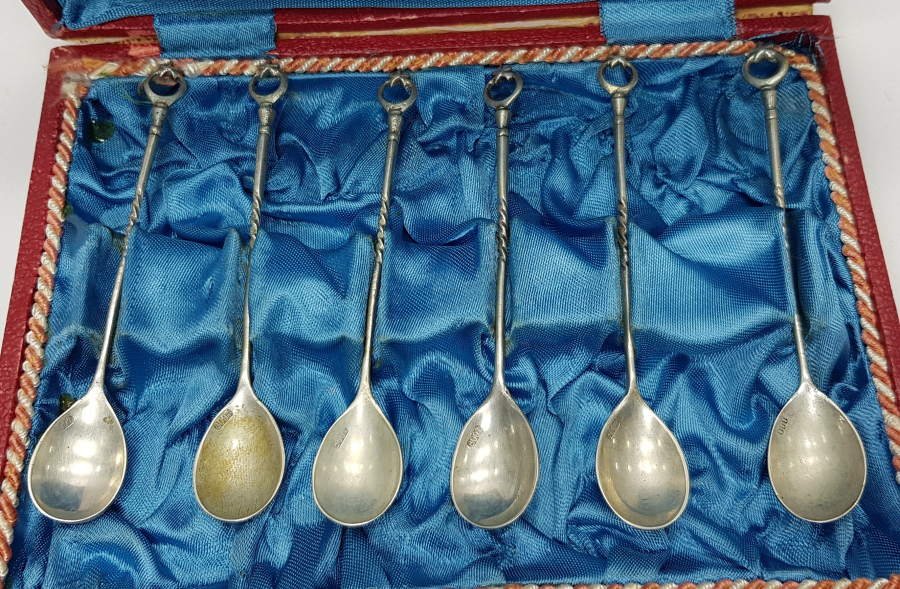 KUTUSUNDA AY YILDIZLI GÜMÜŞ ÇAY KAŞIĞI SETİ