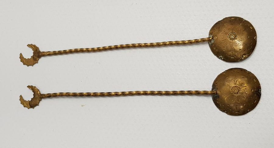 OSMANLI DÖNEMİ MİNELİ VE TOMBAKLI BİR ÇİFT MACUN KAŞIĞI