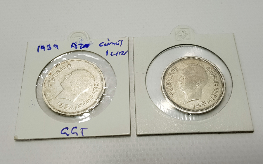 1939 VE 1940 YILI İKİ ADET GÜMÜŞ 1 LİRA