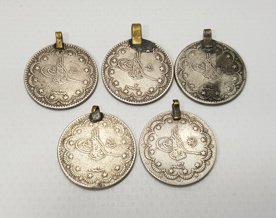 ABDÜLHAMİD VE MEHMED REŞAD HAN DÖNEMİ 5 ADET GÜMÜŞ  5 KURUŞ