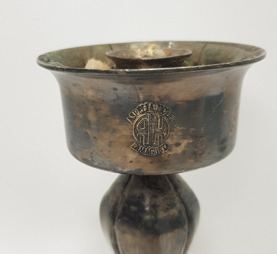 KIBRIS FAMAGUSTA ASPELIA HOTEL YAZILI GÜMÜŞ KAPLAMA ŞAMDAN 