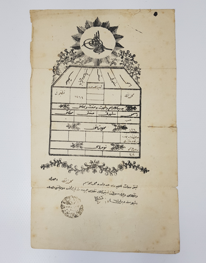 TUĞRALI OSMANLICA ESNAF RUHSAT TEZKERESİ