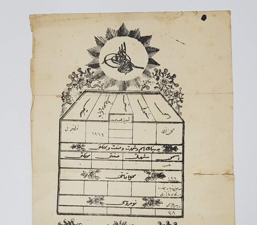 TUĞRALI OSMANLICA ESNAF RUHSAT TEZKERESİ