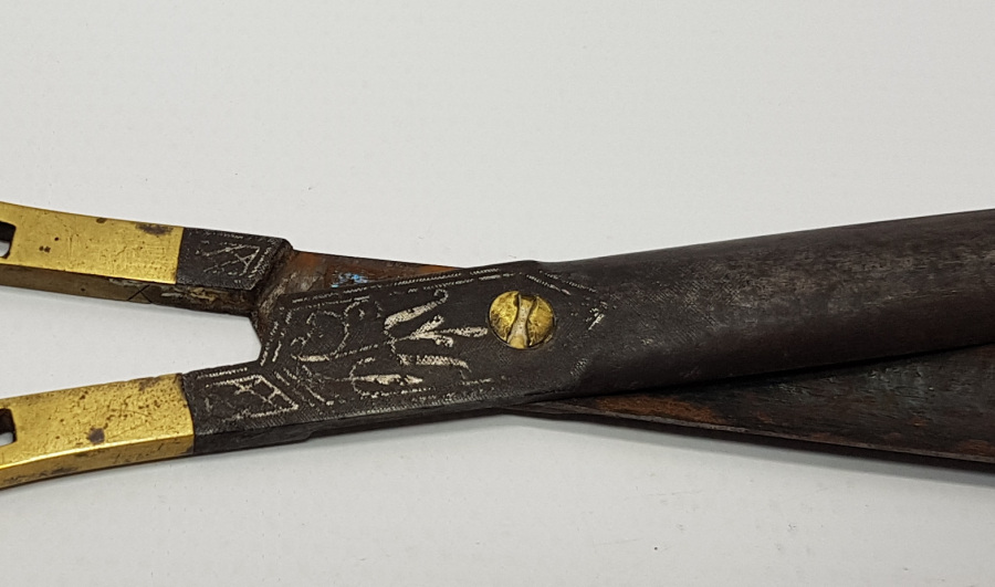 OSMANLI DÖNEMİ GÜMÜŞ ÇAKMA OSMANLICA YAZILI HATTAT MAKASI