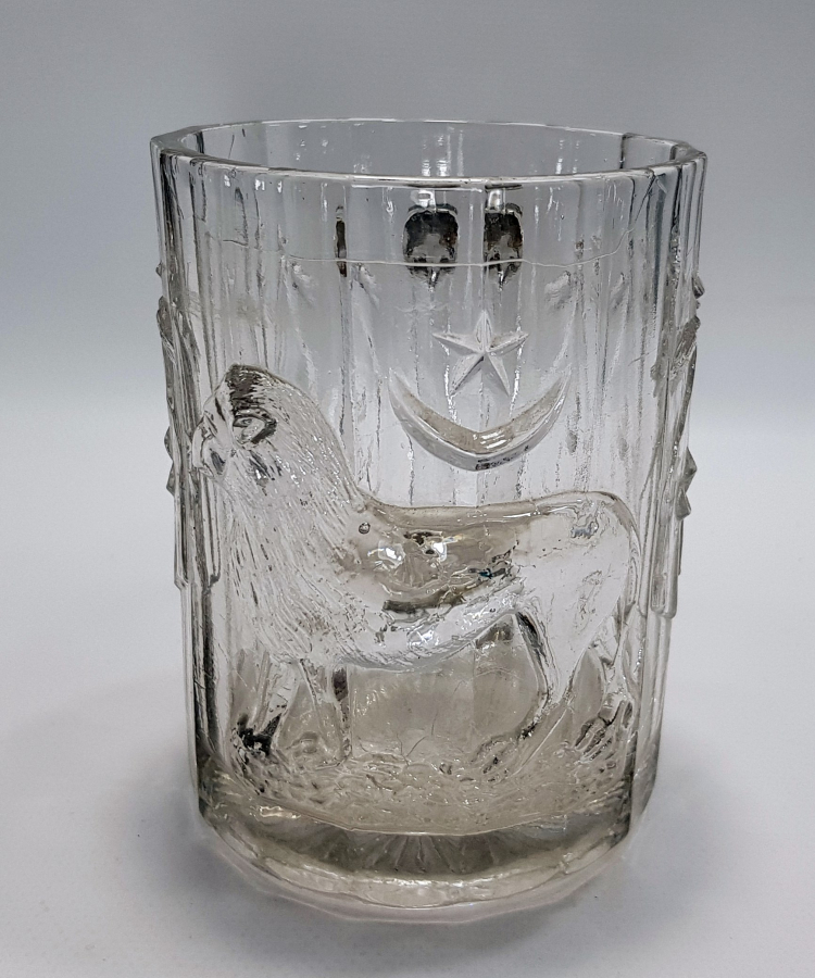 OSMANLI DÖNEMİ AY YILDIZ, SANCAK VE ASLAN FİGÜRLÜ BİRA BARDAĞI