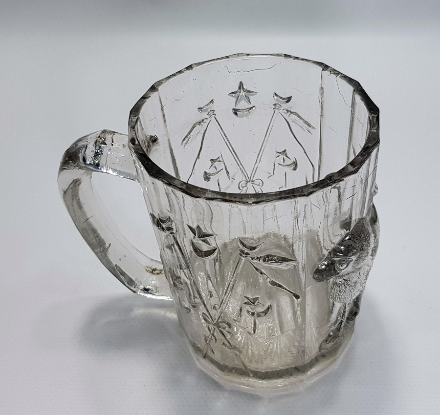 OSMANLI DÖNEMİ AY YILDIZ, SANCAK VE ASLAN FİGÜRLÜ BİRA BARDAĞI