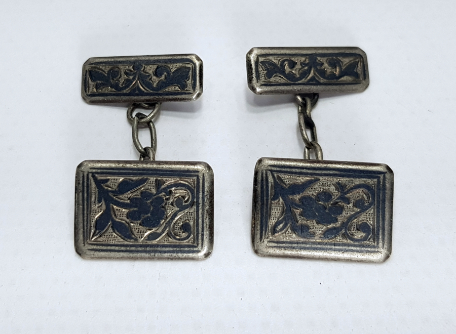 OSMANLI DÖNEMİ VAN İŞİ SAVATLI GÜMÜŞ KOL DÜĞMELERİ