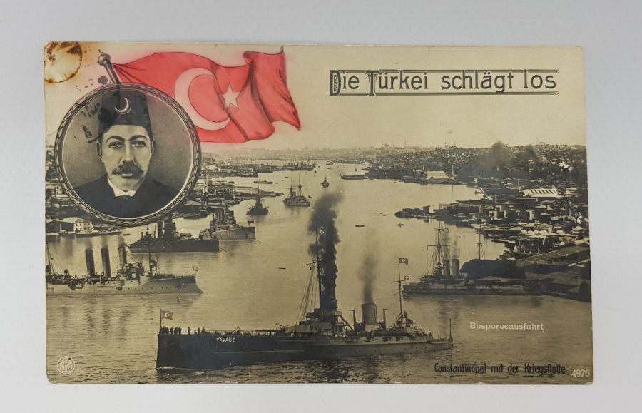 OSMANLI DÖNEMİ YAVUZ ZIRHLISI VE MEHMED REŞAD HAN GÖRSELLİ KARTPOSTAL