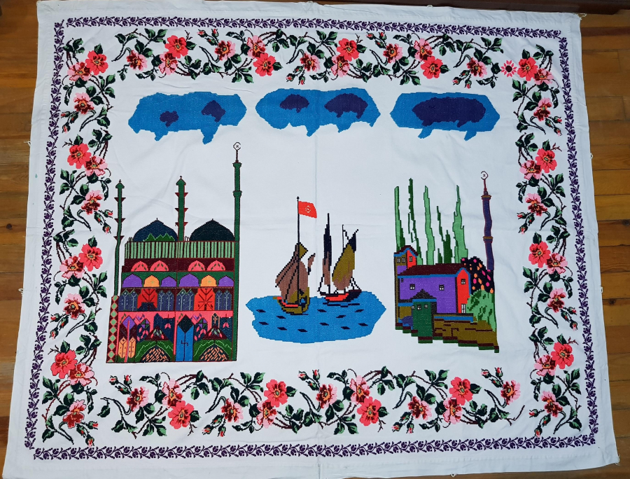 DEV BOY İSTANBUL TEMALI KANAVİÇE DUVAR PANOSU 