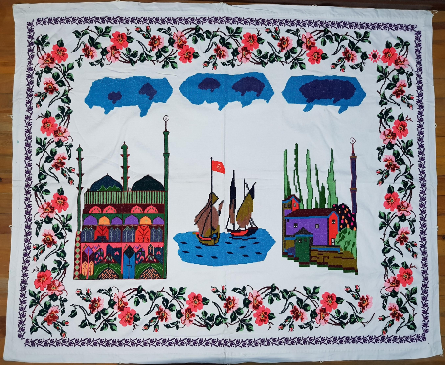 DEV BOY İSTANBUL TEMALI KANAVİÇE DUVAR PANOSU 