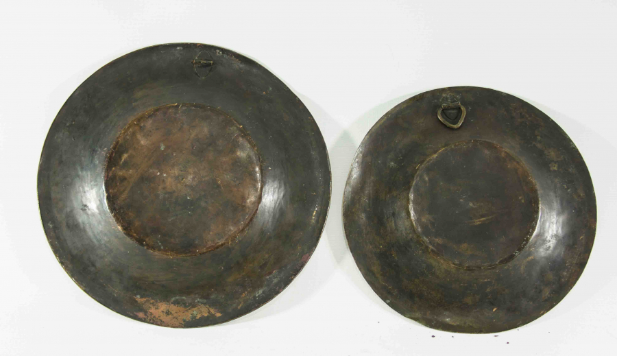 BAKIR ÜZERİ MİNE İŞÇİLİKLİ BİR ÇİFT TABAK