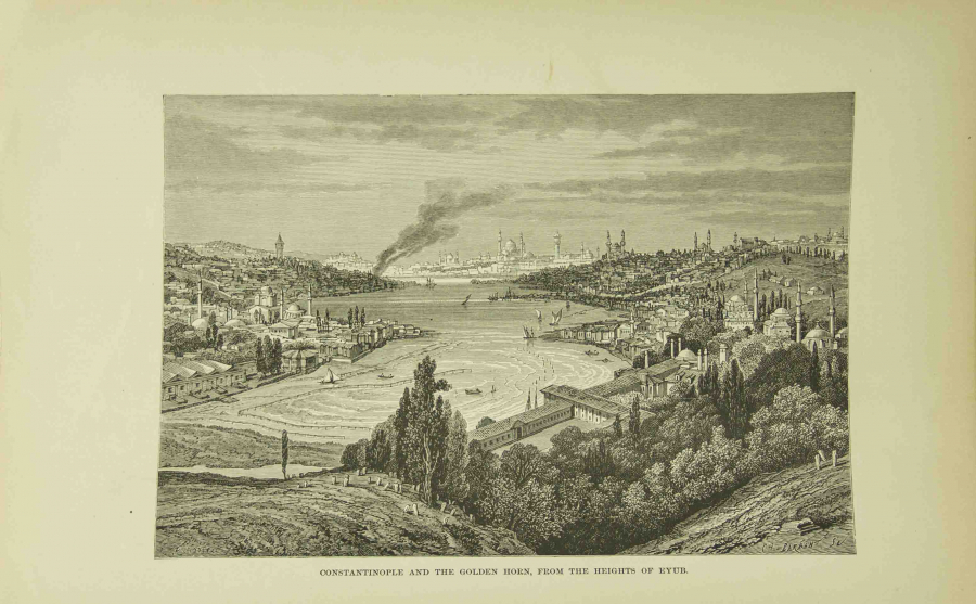 CONSTANTINOPLE EYUB TEMALI TAŞ BASKI GRAVÜR