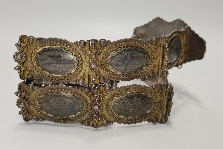 OSMANLI DÖNEMİ VAN İŞİ ERMENİ USTA YAPIMI OSMANLICA VE ERMENİCE DAMGALI SAVATLI GÜMÜŞ KEMER