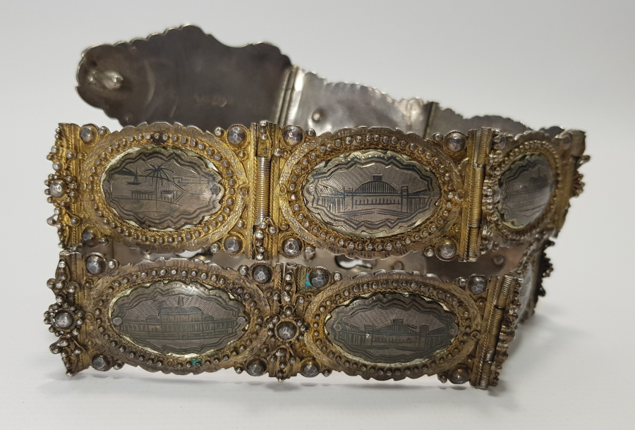 OSMANLI DÖNEMİ VAN İŞİ ERMENİ USTA YAPIMI OSMANLICA VE ERMENİCE DAMGALI SAVATLI GÜMÜŞ KEMER