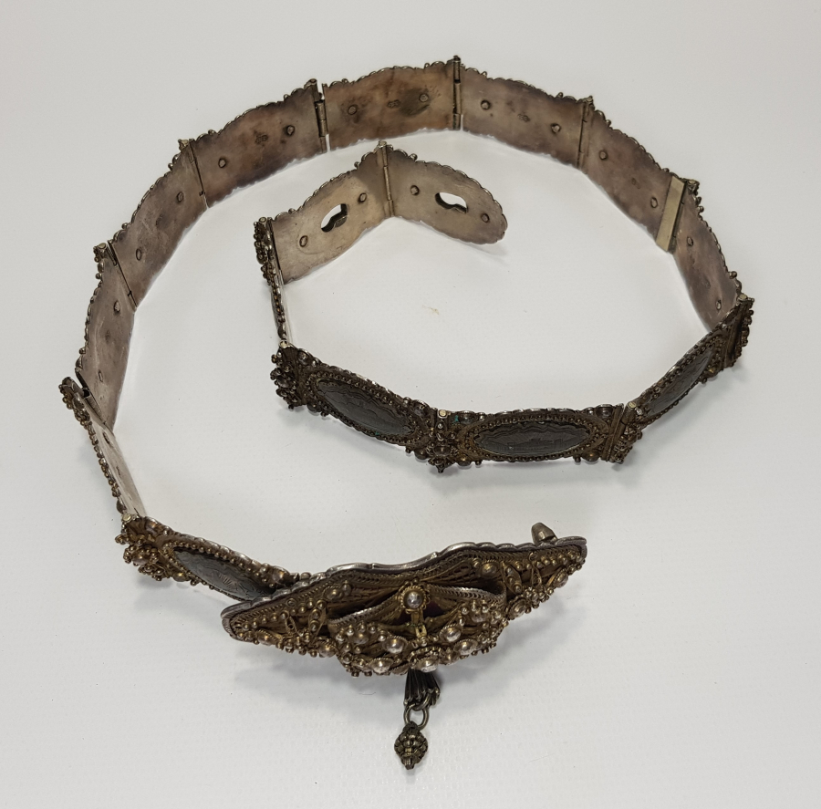 OSMANLI DÖNEMİ VAN İŞİ ERMENİ USTA YAPIMI OSMANLICA VE ERMENİCE DAMGALI SAVATLI GÜMÜŞ KEMER