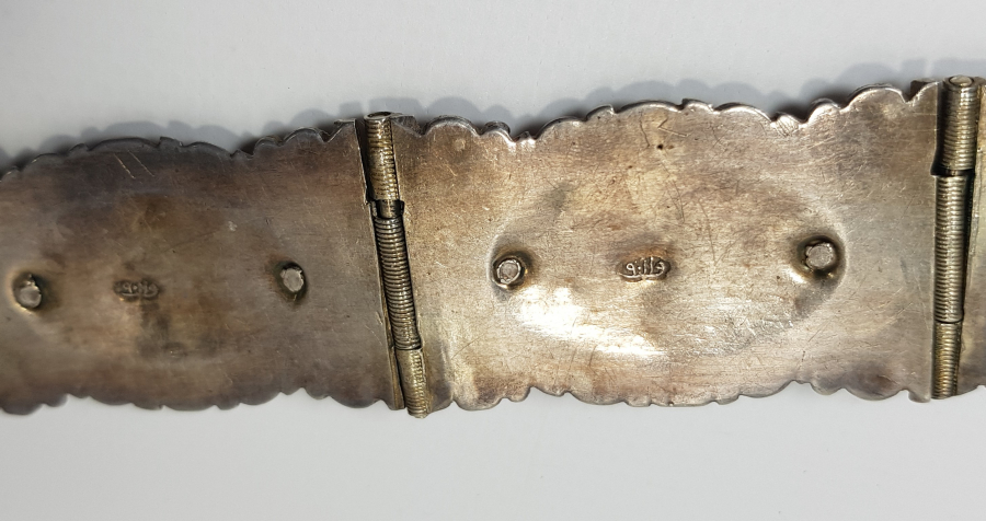 OSMANLI DÖNEMİ VAN İŞİ ERMENİ USTA YAPIMI OSMANLICA VE ERMENİCE DAMGALI SAVATLI GÜMÜŞ KEMER