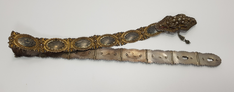 OSMANLI DÖNEMİ VAN İŞİ ERMENİ USTA YAPIMI OSMANLICA VE ERMENİCE DAMGALI SAVATLI GÜMÜŞ KEMER