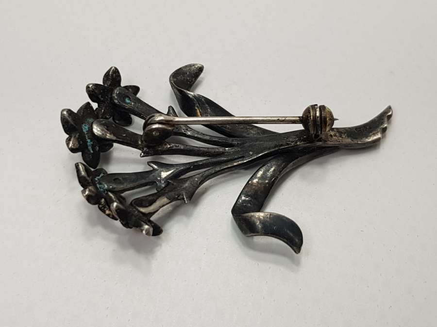 1900'LERDEN MİNELİ GÜMÜŞ BROŞ