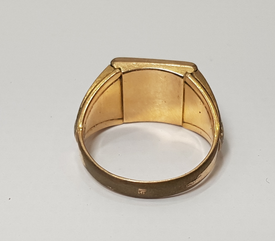 MS İNSİYALLİ ALTIN KAPLAMA ANTİKA ERKEK YÜZÜĞÜ