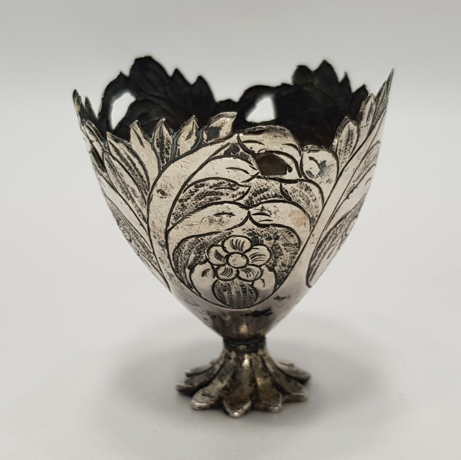 OSMANLI DÖNEMİ KALEM İŞÇİLİKLİ GÜMÜŞ FİNCAN ZARFI