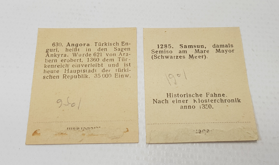 OSMANLI DÖNEMİ SAMSUN VE ANKARA SANCAKLARI GÖRSELLİ ÇİKOLATA KARTI