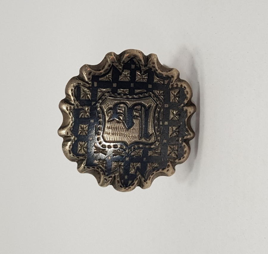 OSMANLI DÖNEMİ VAN İŞİ ERMENİCE İNİSİYALLİ SAVATLI GÜMÜŞ ROZET