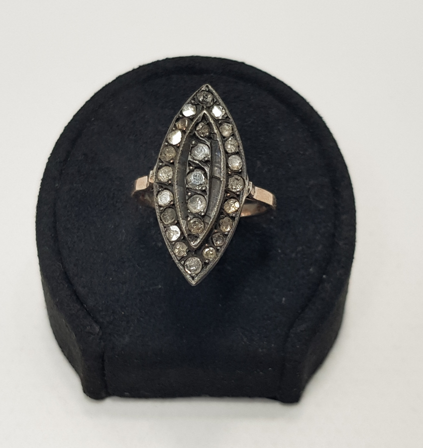 ALTIN ÜZERİ ELMASLI MEKİK YÜZÜK