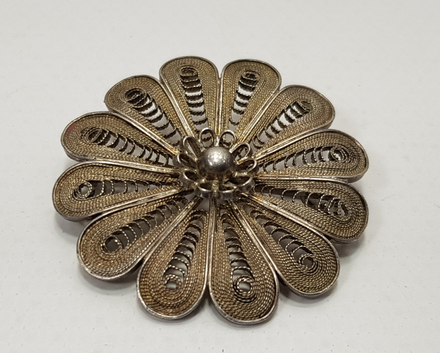 MARDİN MİDYAT İŞİ TELKARİ İŞÇİLİKLİ GÜMÜŞ BROŞ