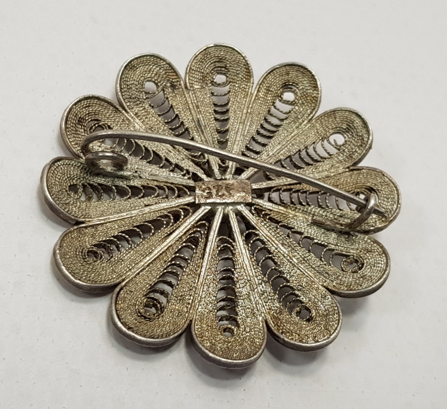 MARDİN MİDYAT İŞİ TELKARİ İŞÇİLİKLİ GÜMÜŞ BROŞ