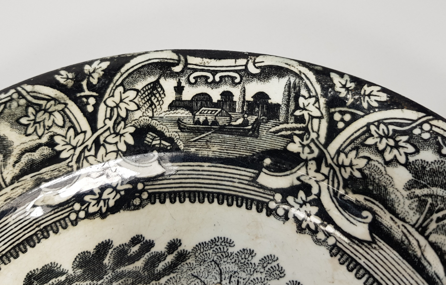 OSMANLI DÖNEMİ BOSPHORUS DAMGALI İSTANBUL MANZARALI PORSELEN TABAK