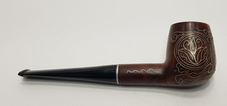 OSMANLI DÖNEMİ AFYON İŞİ GÜMÜŞ ÇAKMA YADİGAR YAZILI VE TUĞRALI PİPO