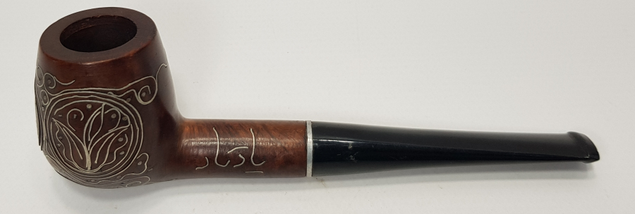 OSMANLI DÖNEMİ AFYON İŞİ GÜMÜŞ ÇAKMA YADİGAR YAZILI VE TUĞRALI PİPO