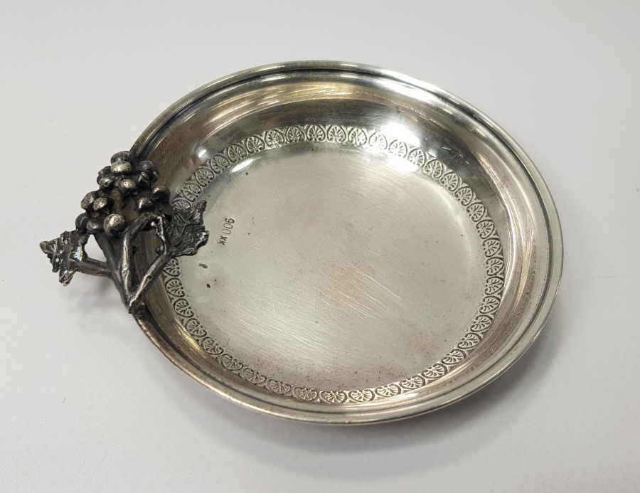 KENARI ÜZÜM SALKIMI APLİKELİ GÜMÜŞ İKRAMLIK