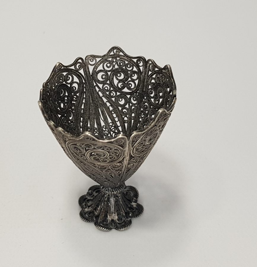 OSMANLI DÖNEMİ TELKARİ İŞÇİLİKLİ GÜMÜŞ FİNCAN ZARFI