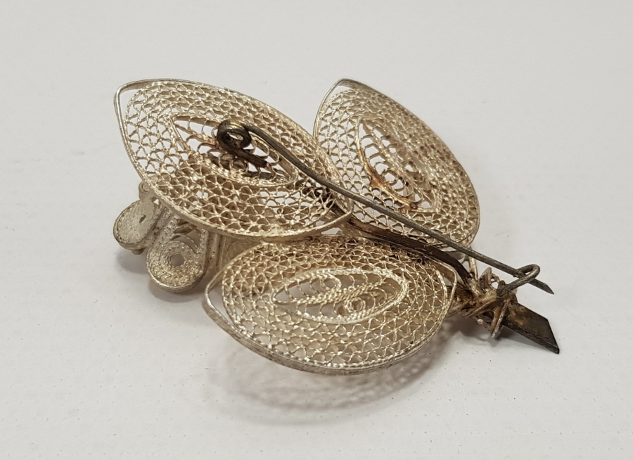 TELKARİ İŞÇİLİKLİ ÖZEL YAPIM GÜMÜŞ BROŞ