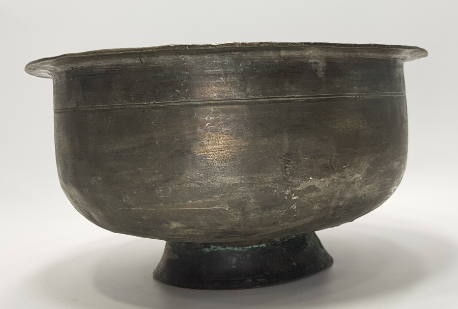 OSMANLI DÖNEMİ RUMCA YAZILI BÜYÜK BOY BAKIR KASE