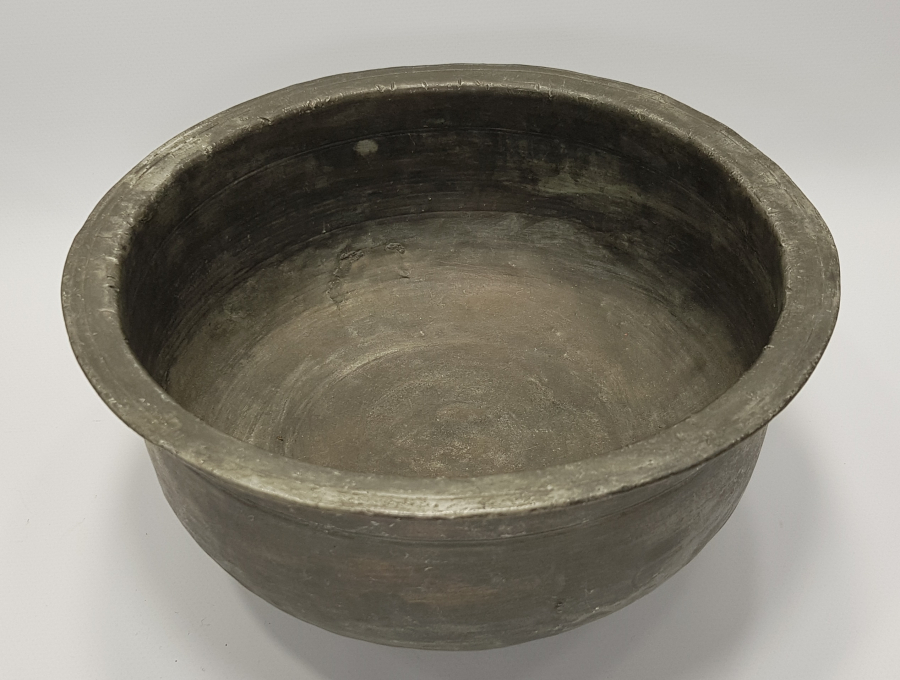 OSMANLI DÖNEMİ RUMCA YAZILI BÜYÜK BOY BAKIR KASE