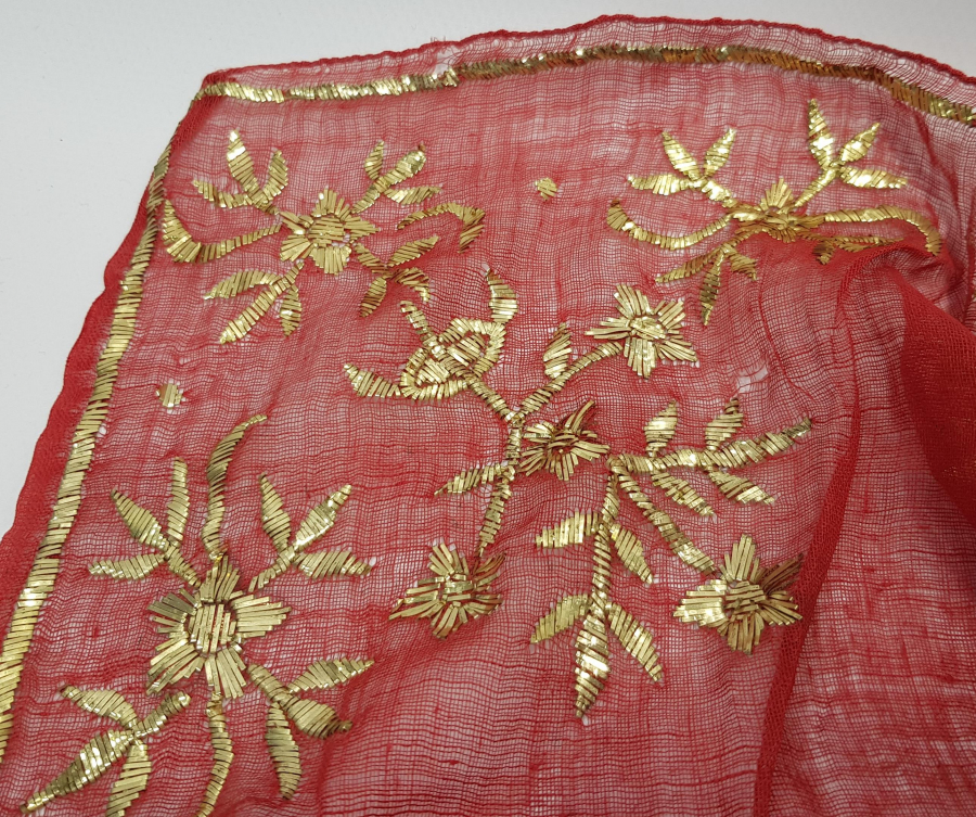 OSMANLI DÖNEMİ ALTIN TEL KIRMA İŞÇİLİKLİ GELİN BAŞI KOZAK TELLİSİ 