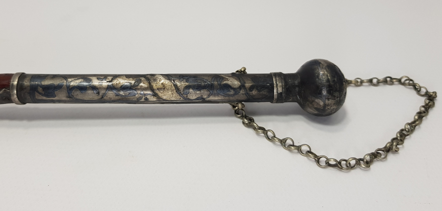 OSMANLI DÖNEMİ SAVATLI GÜMÜŞ AĞA KAMÇISI - GÜMÜŞ KIRBAÇ