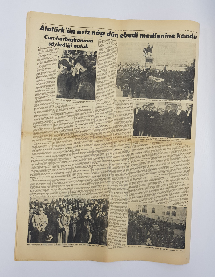 11 KASIM 1953 VATAN GAZETESİ: ATATÜRK'ÜN NAAŞI DÜN EBEDİ MEDFENİNE KONDU